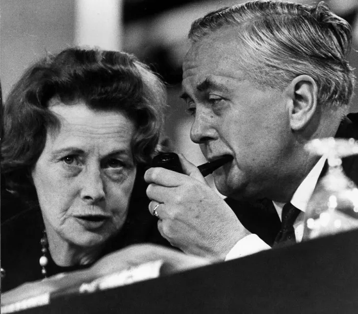 Framed Print : Barbara Castle and Harold Wilson at Labour party conference Framed Print : Barbara Castle and Harold Wilson at Labour party conference