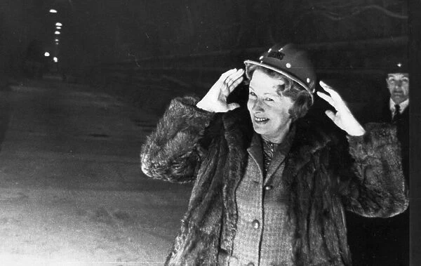 Barbara Castle wearing hard hat in Tyne Tunnel during construction - January 1967