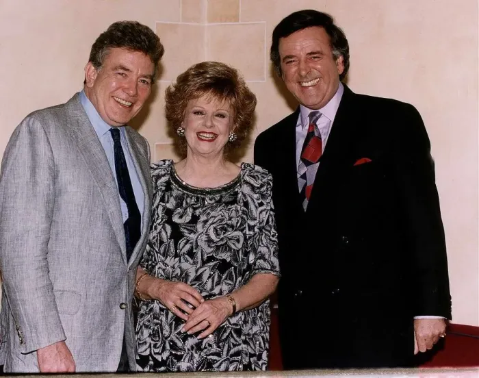 Framed Print : Barbara Knox Actress with Terry Wogan and Albert Finney who appeared together