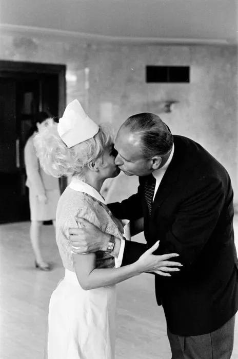 Framed Print : Barbara Windsor with Gerald Thomas (director) on the film set of Carry On Doctor Framed Print : Barbara Windsor with Gerald Thomas (director) on the film set of Carry On Doctor