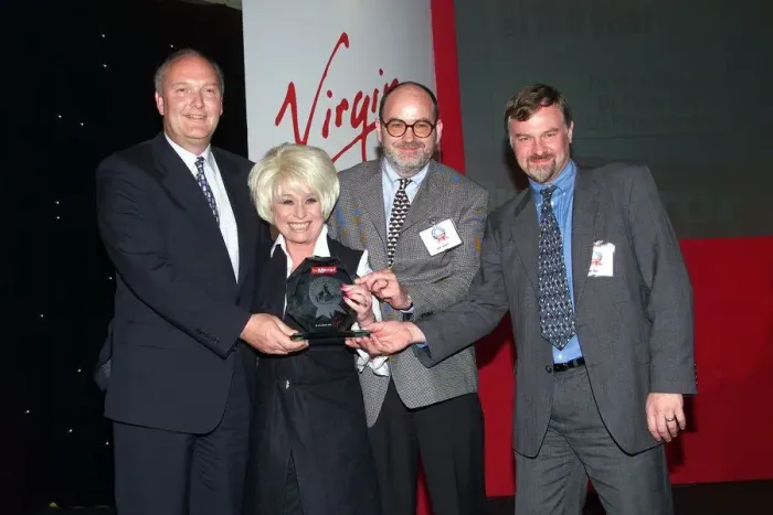 Framed Print : Barbara Windsor with the inventors of viagra May 1999 who received the inventor of Framed Print : Barbara Windsor with the inventors of viagra May 1999 who received the inventor of