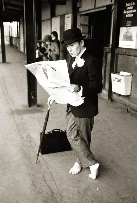 Framed Print : Barefoot City Gent Peter Greenwood shoeless to advertise the new Walt Disney called