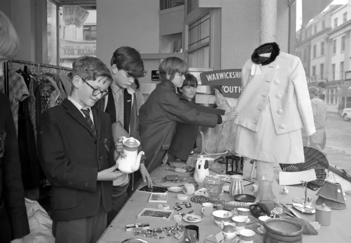 Framed Print : Bargain hunters descended on a Leamington charity shop in 1966 to raise a small furtune Framed Print : Bargain hunters descended on a Leamington charity shop in 1966 to raise a small furtune