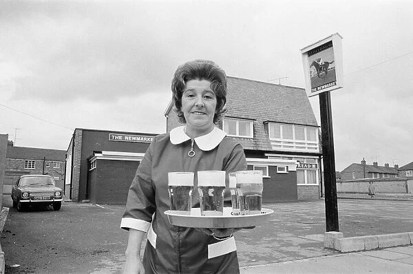 Barmaid at The Newmarket Pub, Penrith Road, Middlesbrough, 1972, Photocall