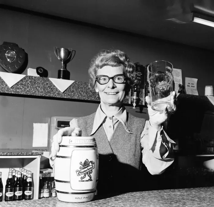 Framed Print : Barmaid, Roseworth Pub, Stockton, 1975, Barmaid of the Year Competition, Entrant