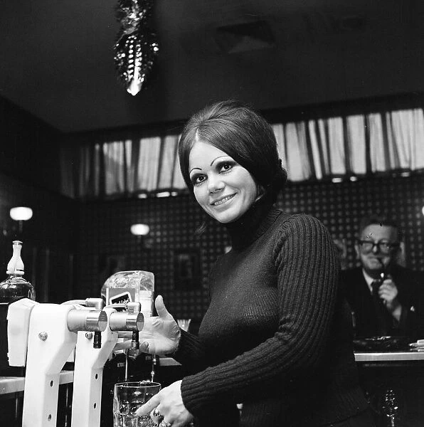 Barmaid at the The Dragonara, Hotel, Middlesbrough, 1974, Photocall
