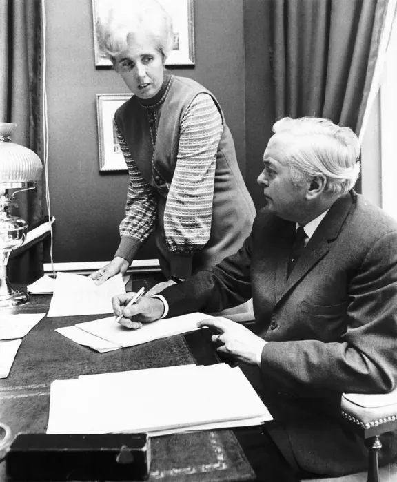 Framed Print : Baroness Falkender October 1972 Harold Wilson British Prime Minister with Marcia