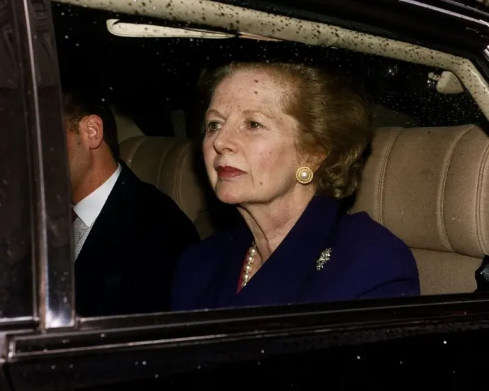Framed Print : Baroness Margaret Thatcher leaves her Belgravia office October 1993