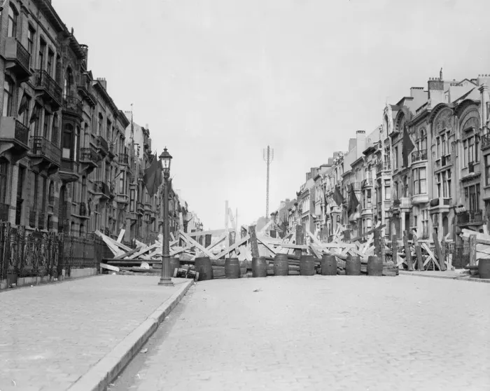 Framed Print : Barricades across the roads leading into Brussels Circa August 1914 *** Local Framed Print : Barricades across the roads leading into Brussels Circa August 1914 *** Local
