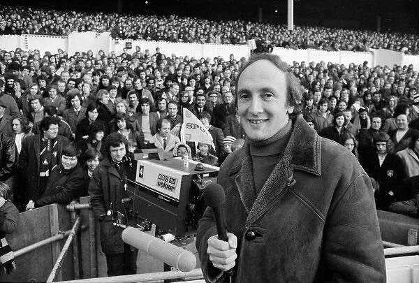 Barry Davies BBC Sports Commentator at White Hart Lane during the second leg League cup