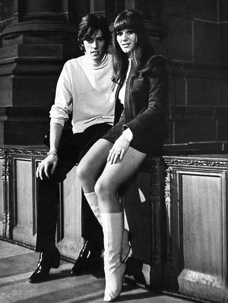 Barry Gibb of the Bee Gees pop group with his girlfriend Christine Marshall