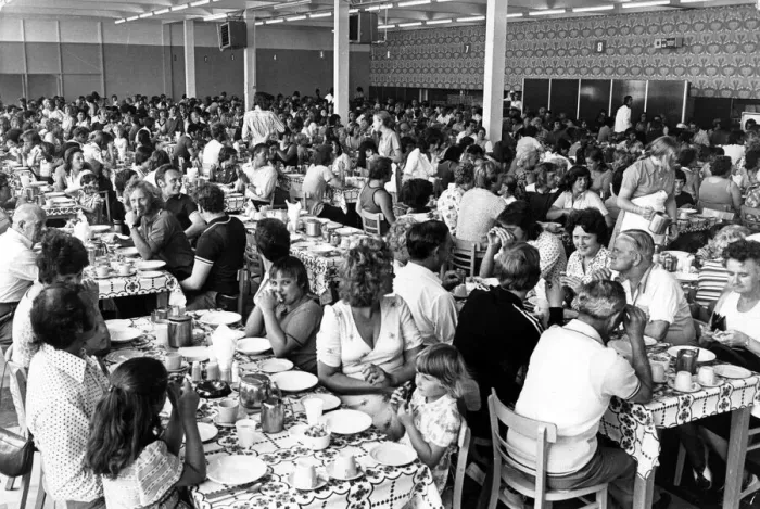 Framed Print : Barry Island - Butlins Holiday Camp - One of the dining suites packed for lunch - August Framed Print : Barry Island - Butlins Holiday Camp - One of the dining suites packed for lunch - August