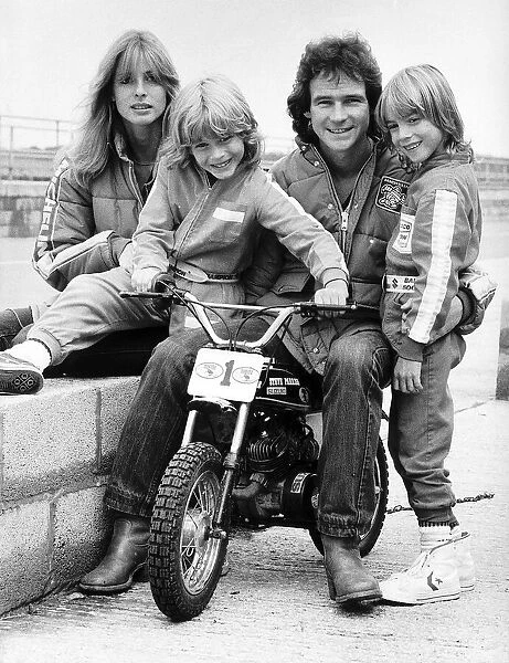 Barry Sheene with girlfriend Stephanie McLean with her son Roman 8 years old