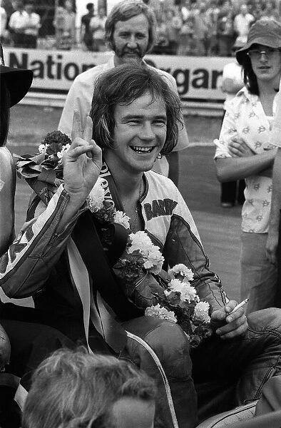 Barry Sheene motorcycle racing champion during John Player Grand Prix at Silverstone