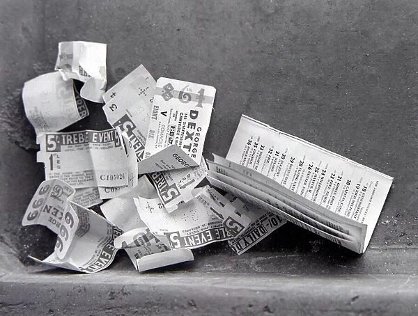 A basket of crumpled betting slips after the races at Ashford March 1963