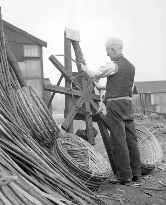 Framed Print : Basket Making circa 1935 Framed Print : Basket Making circa 1935