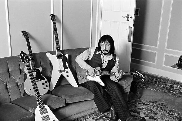 Bass guitarist of The Who rock group John Entwistle pictured at his home in Ealing