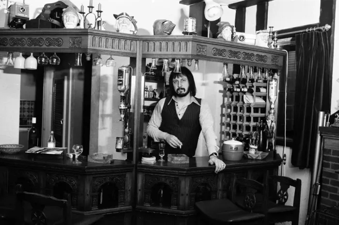 Framed Print : Bass guitarist of The Who rock group John Entwistle pictured at his home in Ealing