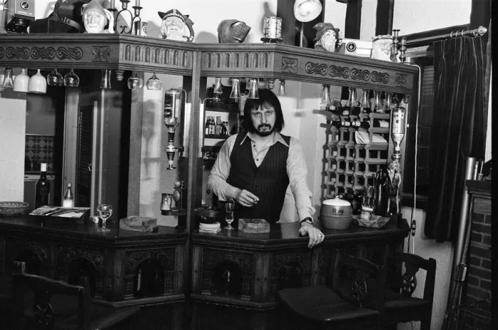 Framed Print : Bass guitarist of The Who rock group John Entwistle pictured at his home in Ealing
