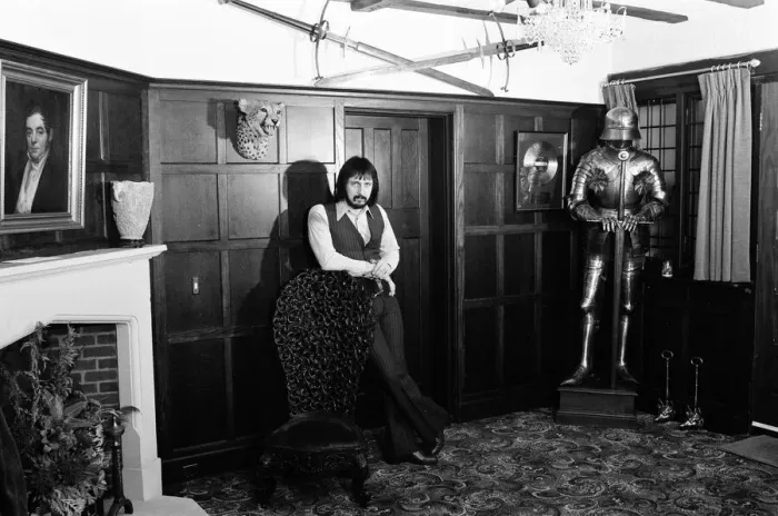 Framed Print : Bass guitarist of The Who rock group John Entwistle pictured at his home in Ealing Framed Print : Bass guitarist of The Who rock group John Entwistle pictured at his home in Ealing
