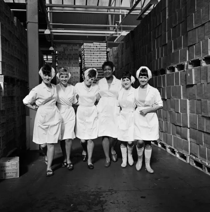 Framed Print : Batchelors food factory, Wadsley Bridge, Sheffield. L-R Beatrice Burn, 24 Framed Print : Batchelors food factory, Wadsley Bridge, Sheffield. L-R Beatrice Burn, 24