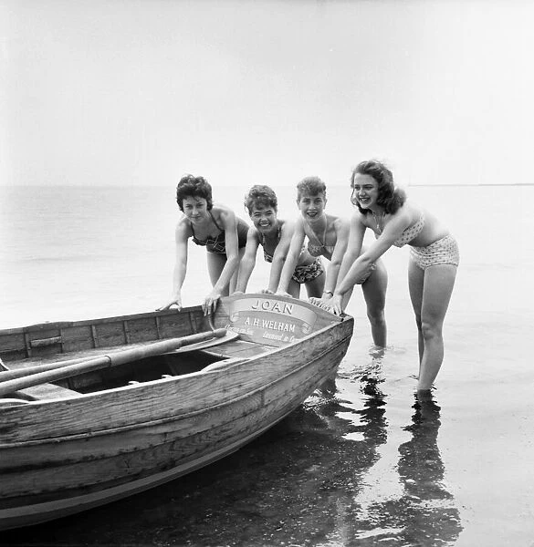 Bathing Girl: Glamour on the Clacton Beach: L. to R. Peggy Palmer, 16