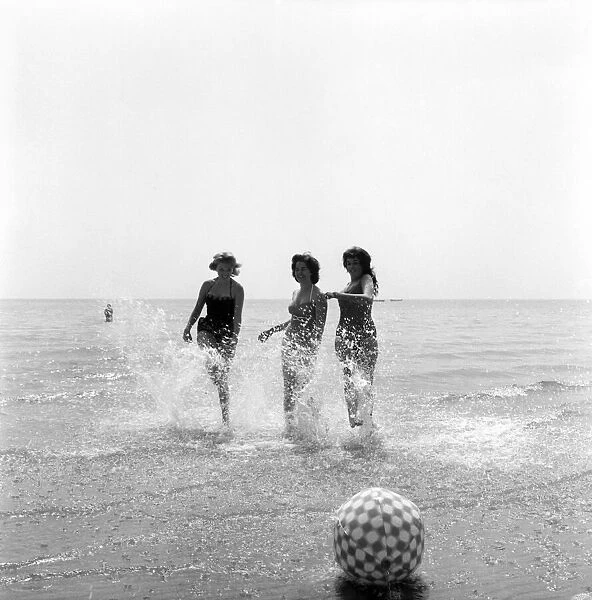 Bathing Girl: Glamour on the Clacton Beach: L. to R. Christine Reynolds, 18