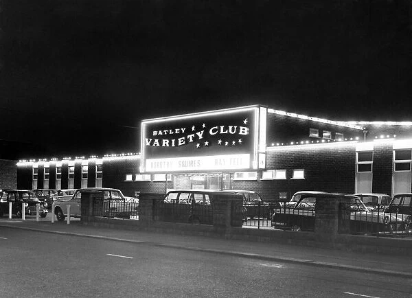 Batley Variety Club feature. A general view of the club, illuminated at night