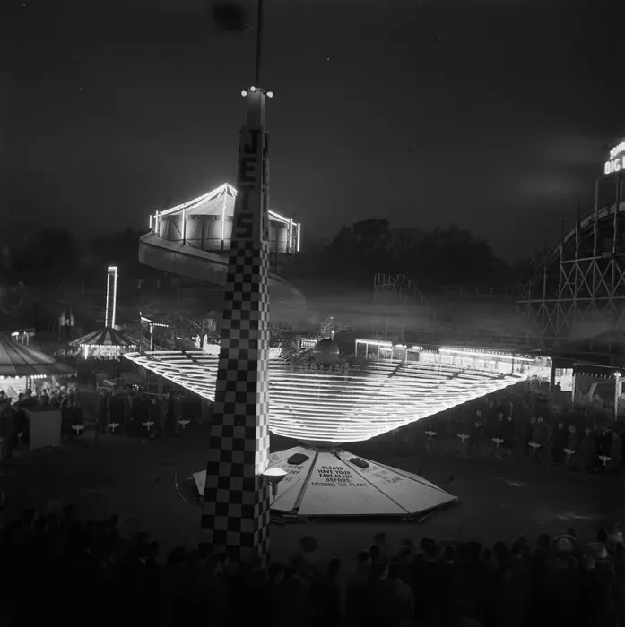 Framed Print : Battersea Park Fun Fair showing the Big Dipper at night during the Festival of Britain Framed Print : Battersea Park Fun Fair showing the Big Dipper at night during the Festival of Britain