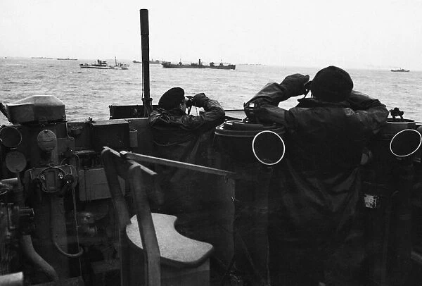 Battle of the Atlantic. Officers on the bridge of a destroyer