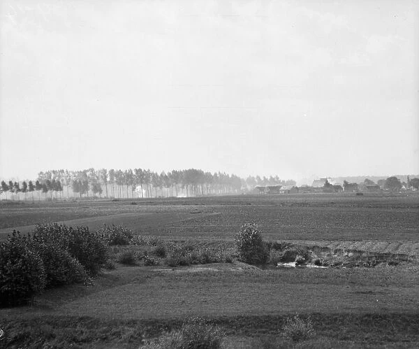 Battle of Hofstade. The picture shows German shells bursting in a field near