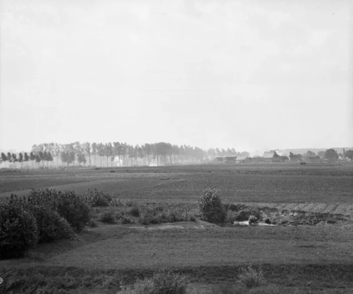 Framed Print : Battle of Hofstade. The picture shows German shells bursting in a field near