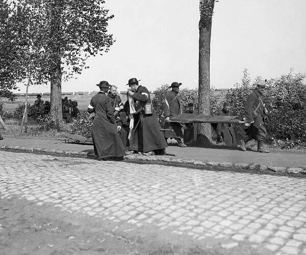 Battle of Hofstade. Priest on the way to tend the wounded