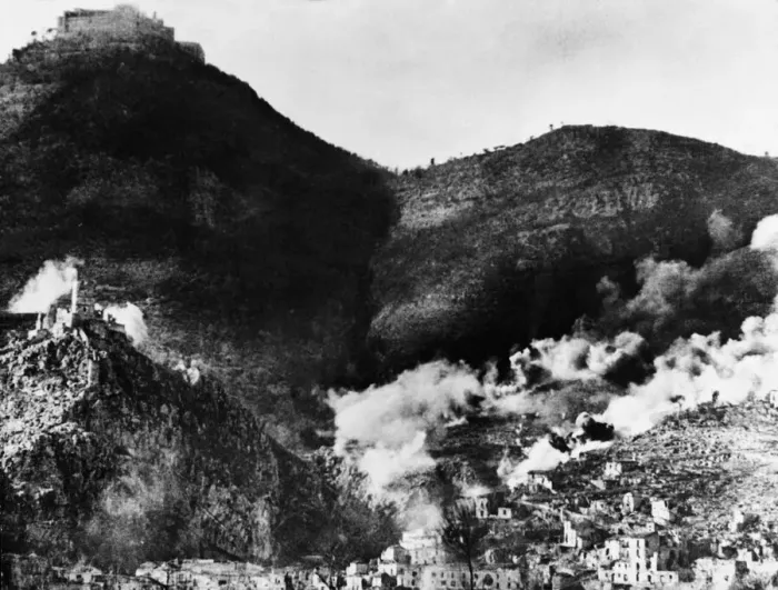 Framed Print : The Battle of Monte Cassino, a series of four assaults by Allied Forces against the Axis
