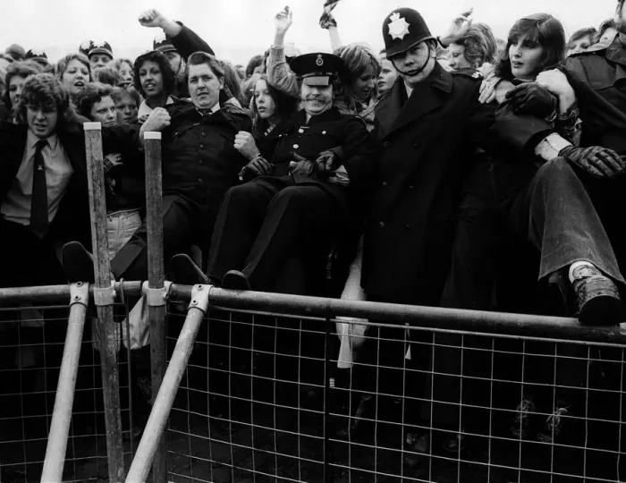 Framed Print : Bay City Rollers pop bands fans stampede at Radio 1 Funday Dbase MSI Framed Print : Bay City Rollers pop bands fans stampede at Radio 1 Funday Dbase MSI