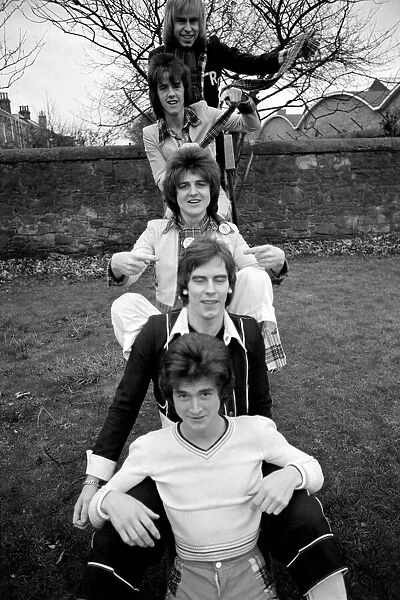 Bay City Rollers pop group in Edinburgh. February 1975