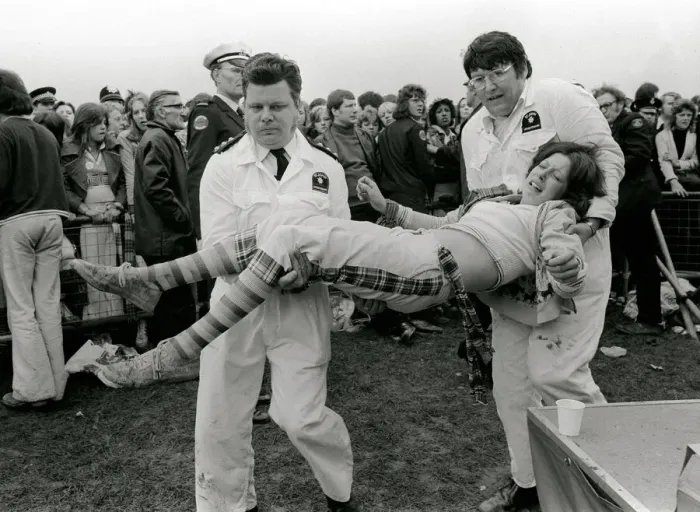 Framed Print : Bay City Rollers Pop Group Fans Injured At A Radio One Fun Day May 1975 OPS