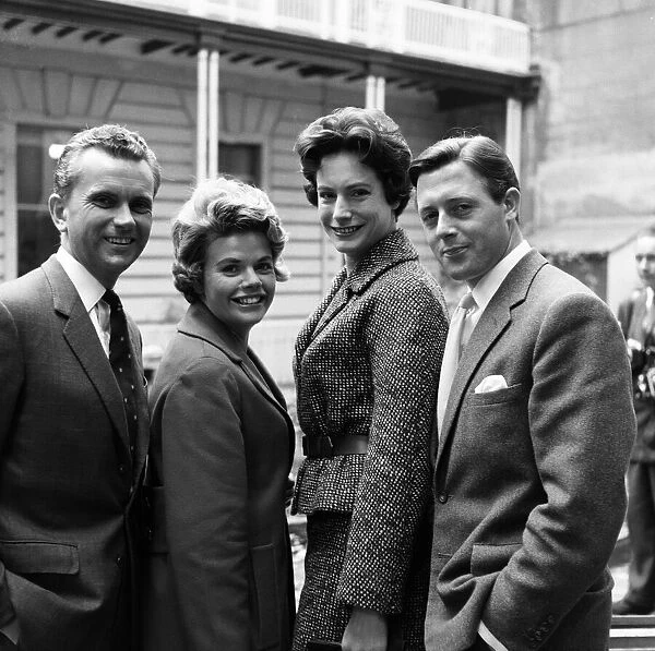 BBC announcers Kenneth Kendall, Judith Chalmers, Nan Winton and Michael Aspel