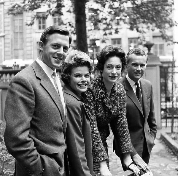 BBC announcers Michael Aspel, Judith Chalmers, Nan Winton and Kenneth Kendall