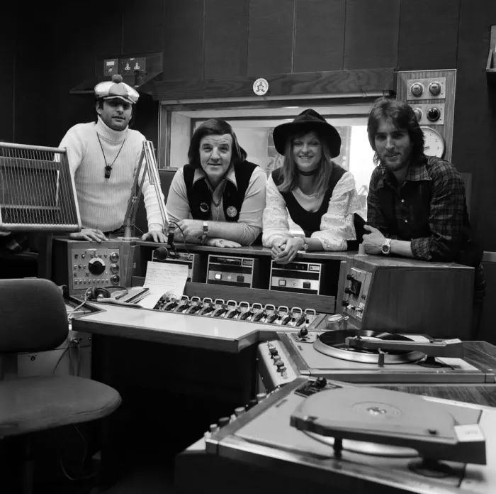 Framed Print : BBC Disc Jockeys Emperor Rosko, Alan Freeman, Annie Nightingale and Johnnie Walker Framed Print : BBC Disc Jockeys Emperor Rosko, Alan Freeman, Annie Nightingale and Johnnie Walker