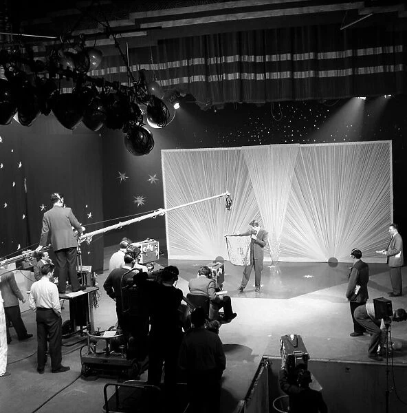 BBC filming a variety show at the Wood Green Empire. January 1957 A307-006