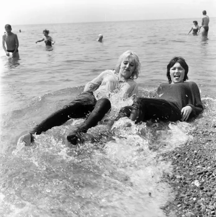 Framed Print : Beach scenes at Brighton. Sylvia Worsford and Margaret Kenneavy. June 1960 M4299