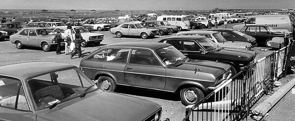 The beach at Southport yesterday afternoon - one big car park. 16th April 1979