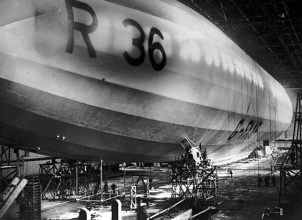 Beardmore R36 Airship G-FaF moored inside its giant hangar LFEY003
