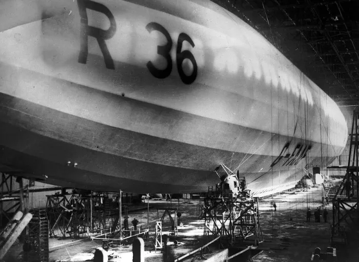 Framed Print : Beardmore R36 Airship G-FaF moored inside its giant hangar LFEY003 Framed Print : Beardmore R36 Airship G-FaF moored inside its giant hangar LFEY003