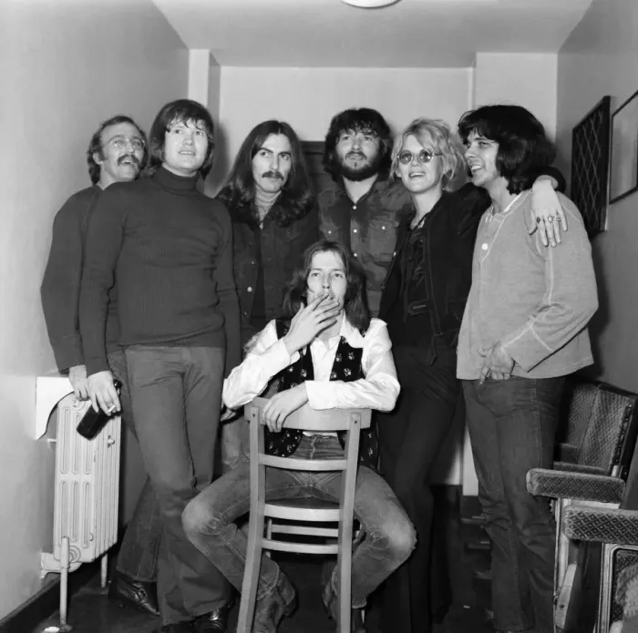 Framed Print : Beatle George Harrison with Pop group Delaney and Bonny and the friends