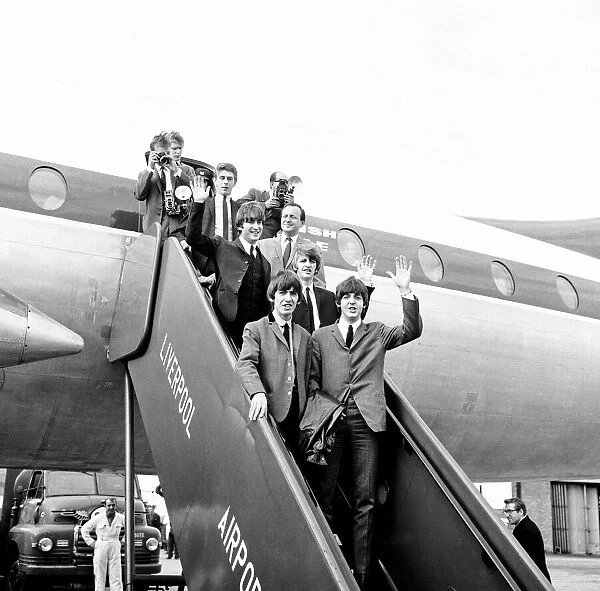 The Beatles arrive in Liverpool for the Northern Premier of A Hard Days Night'