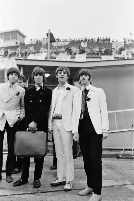 Framed Print : The Beatles arriving at London Heathrow Airport after their last ever concert tour of