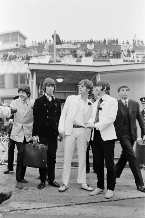 Framed Print : The Beatles arriving at London Heathrow Airport after their last ever concert tour of