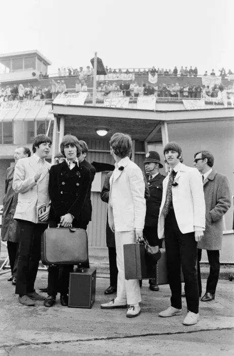 Framed Print : The Beatles arriving at London Heathrow Airport after their last ever concert tour of Framed Print : The Beatles arriving at London Heathrow Airport after their last ever concert tour of